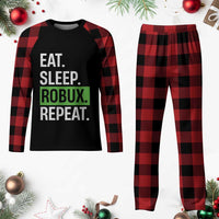 Eat Sleep Roblox Repeat Plaid Pajama Set Funny Video Game Lovers Gamers