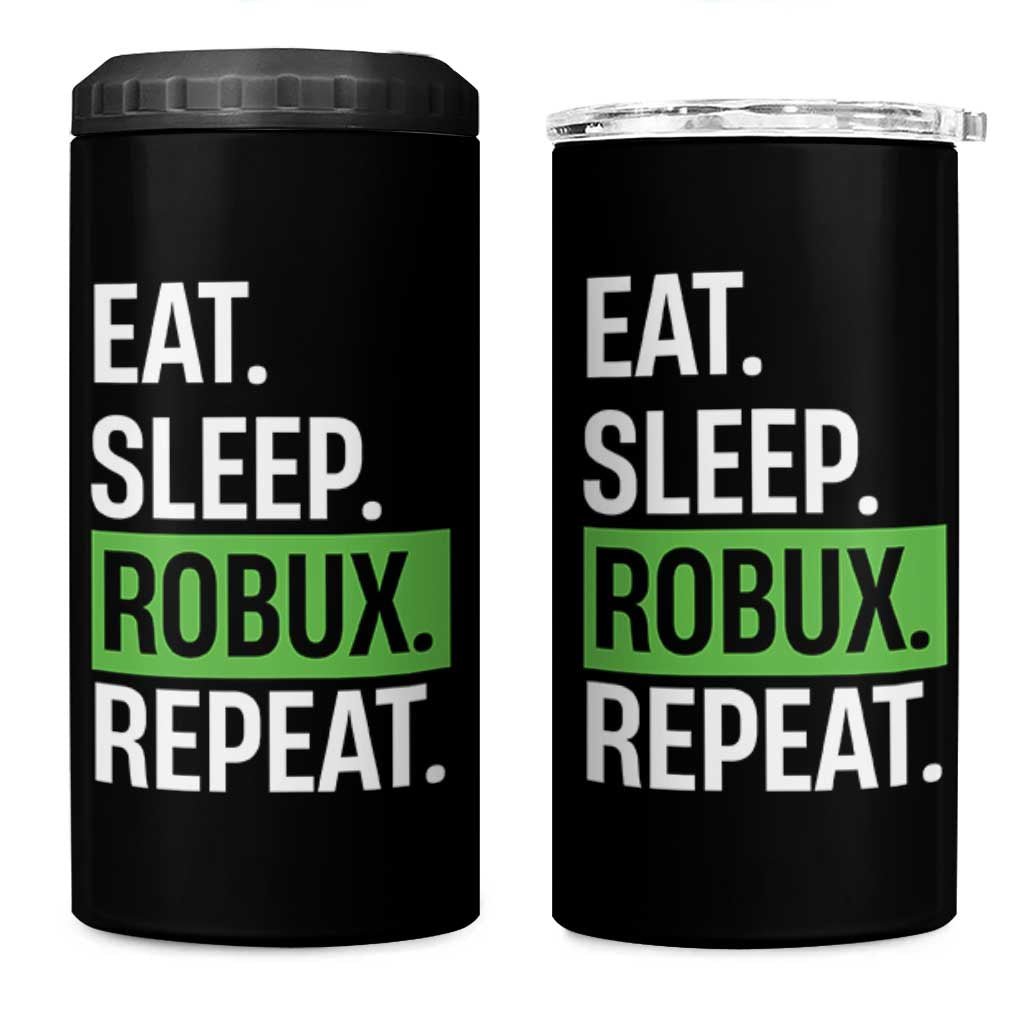 Eat Sleep Roblox Repeat 4 in 1 Can Cooler Tumbler Funny Video Game Lovers Gamers