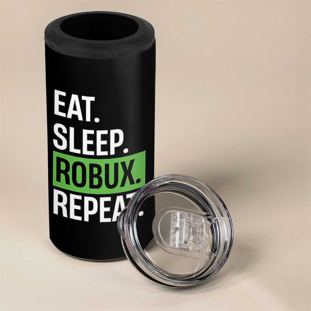 Eat Sleep Roblox Repeat 4 in 1 Can Cooler Tumbler Funny Video Game Lovers Gamers