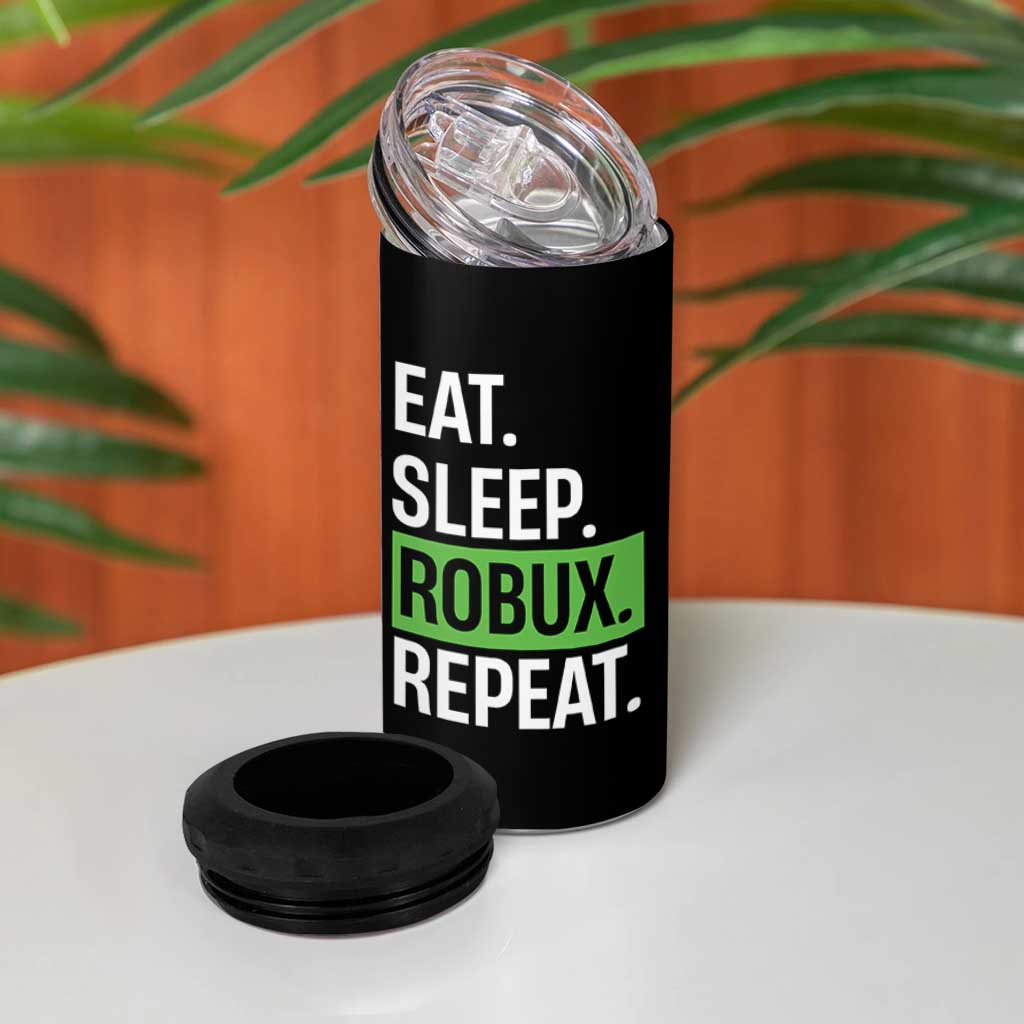 Eat Sleep Roblox Repeat 4 in 1 Can Cooler Tumbler Funny Video Game Lovers Gamers
