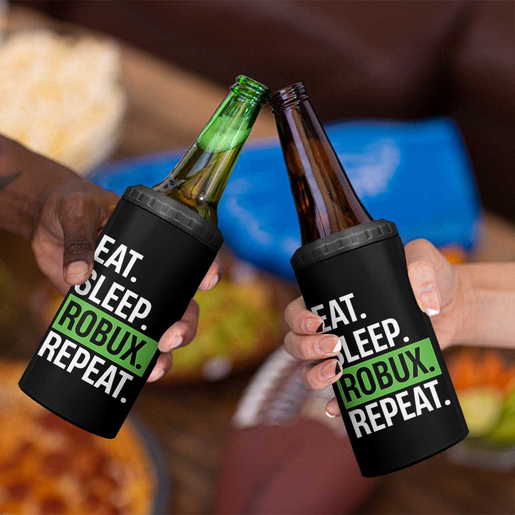 Eat Sleep Roblox Repeat 4 in 1 Can Cooler Tumbler Funny Video Game Lovers Gamers