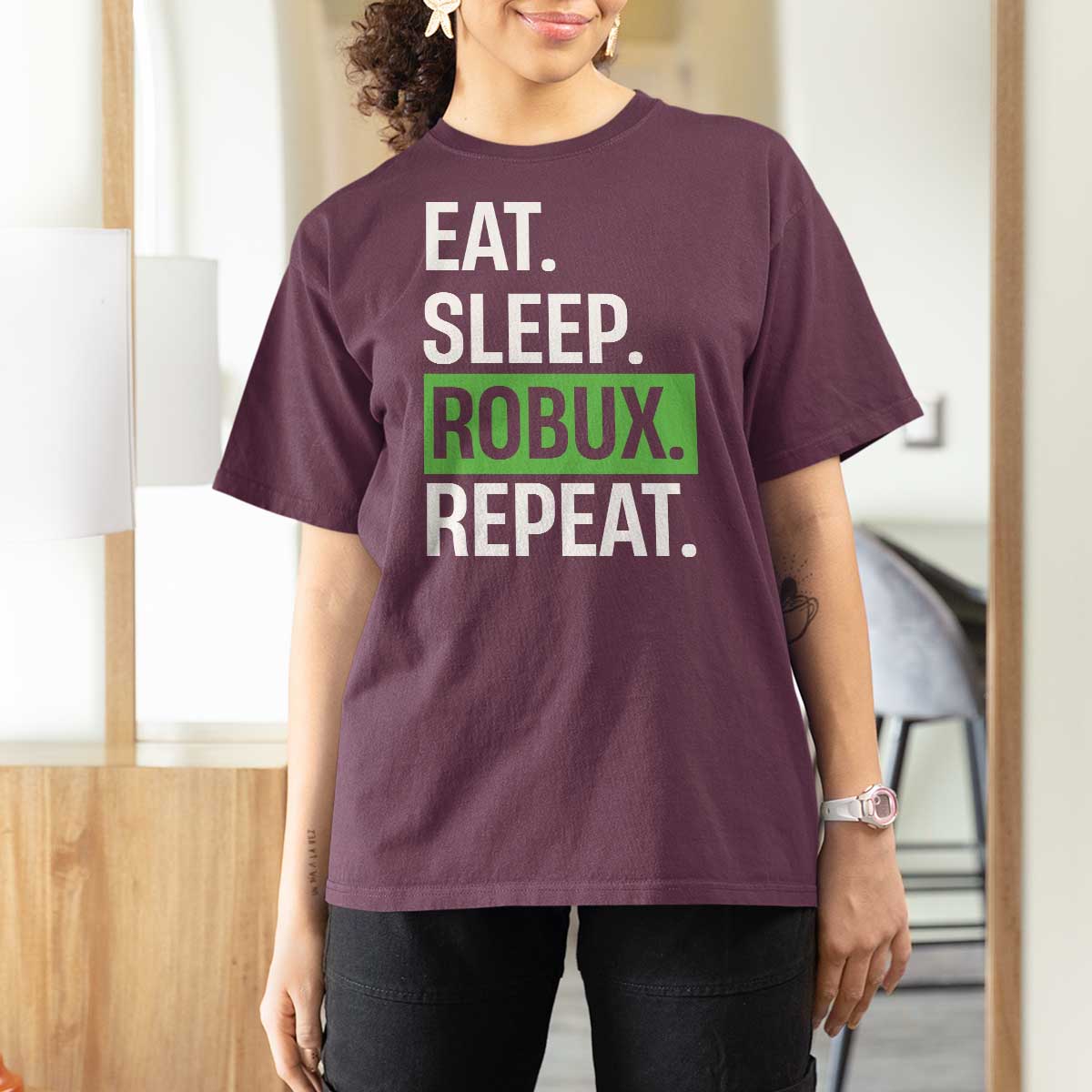 Eat Sleep Roblox Repeat T Shirt For Women Funny Video Game Lovers Gamers