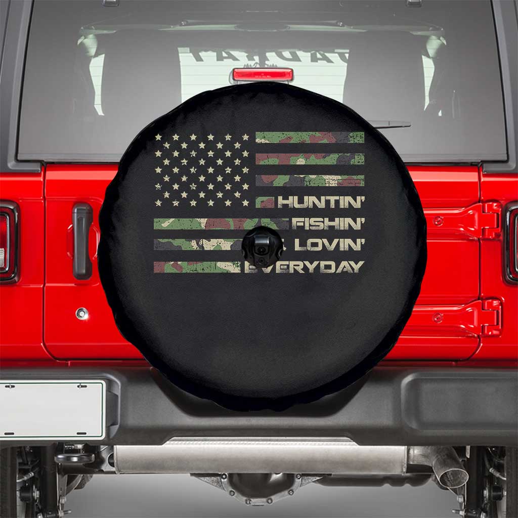 Hunting Fishing Loving Spare Tire Cover Hunter Fisher Camo American Flag