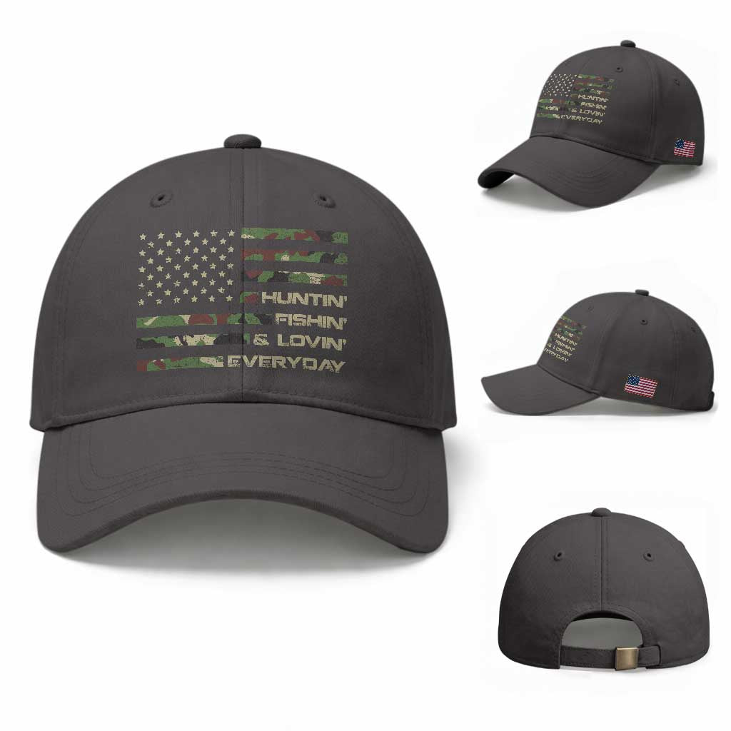 Hunting Fishing Loving Baseball Cap Hunter Fisher Camo American Flag