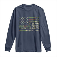 Hunting Fishing Loving Long Sleeve Shirt Hunter Fisher Camo American Flag