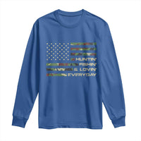 Hunting Fishing Loving Long Sleeve Shirt Hunter Fisher Camo American Flag