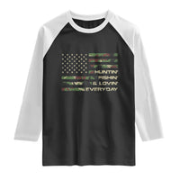 Hunting Fishing Loving Raglan Shirt Hunter Fisher Camo American Flag