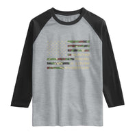 Hunting Fishing Loving Raglan Shirt Hunter Fisher Camo American Flag