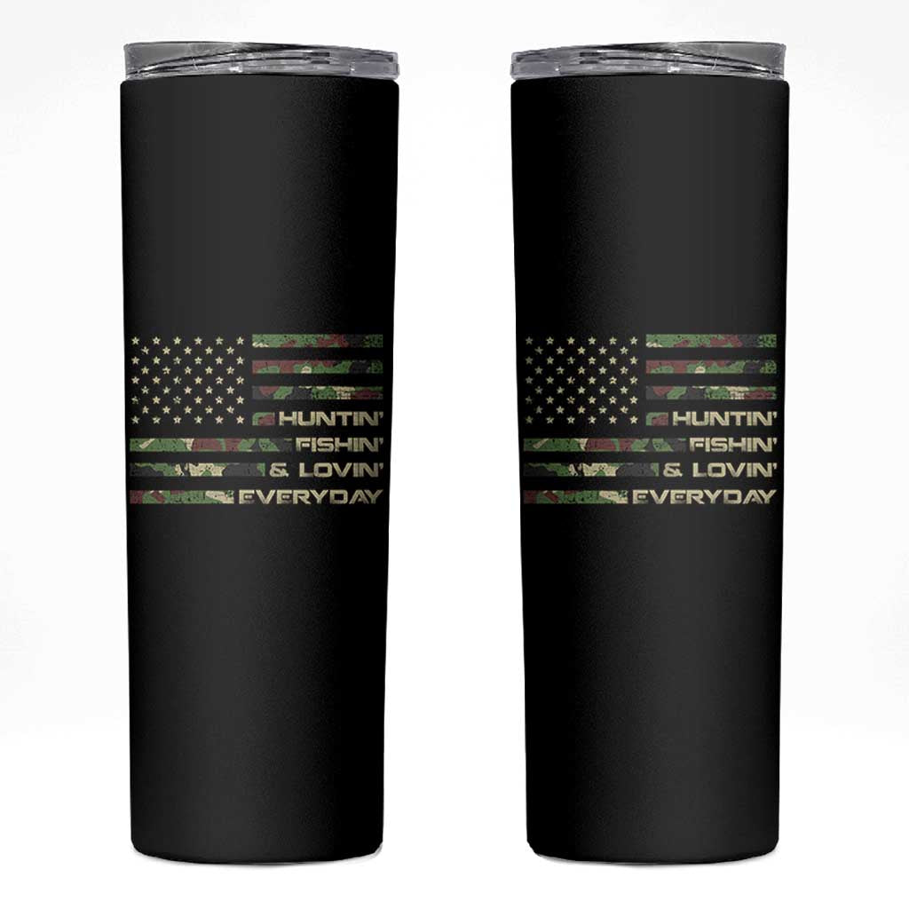 Hunting Fishing Loving Skinny Tumbler Hunter Fisher Camo American Flag
