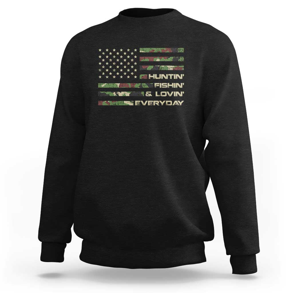 Hunting Fishing Loving Sweatshirt Hunter Fisher Camo American Flag