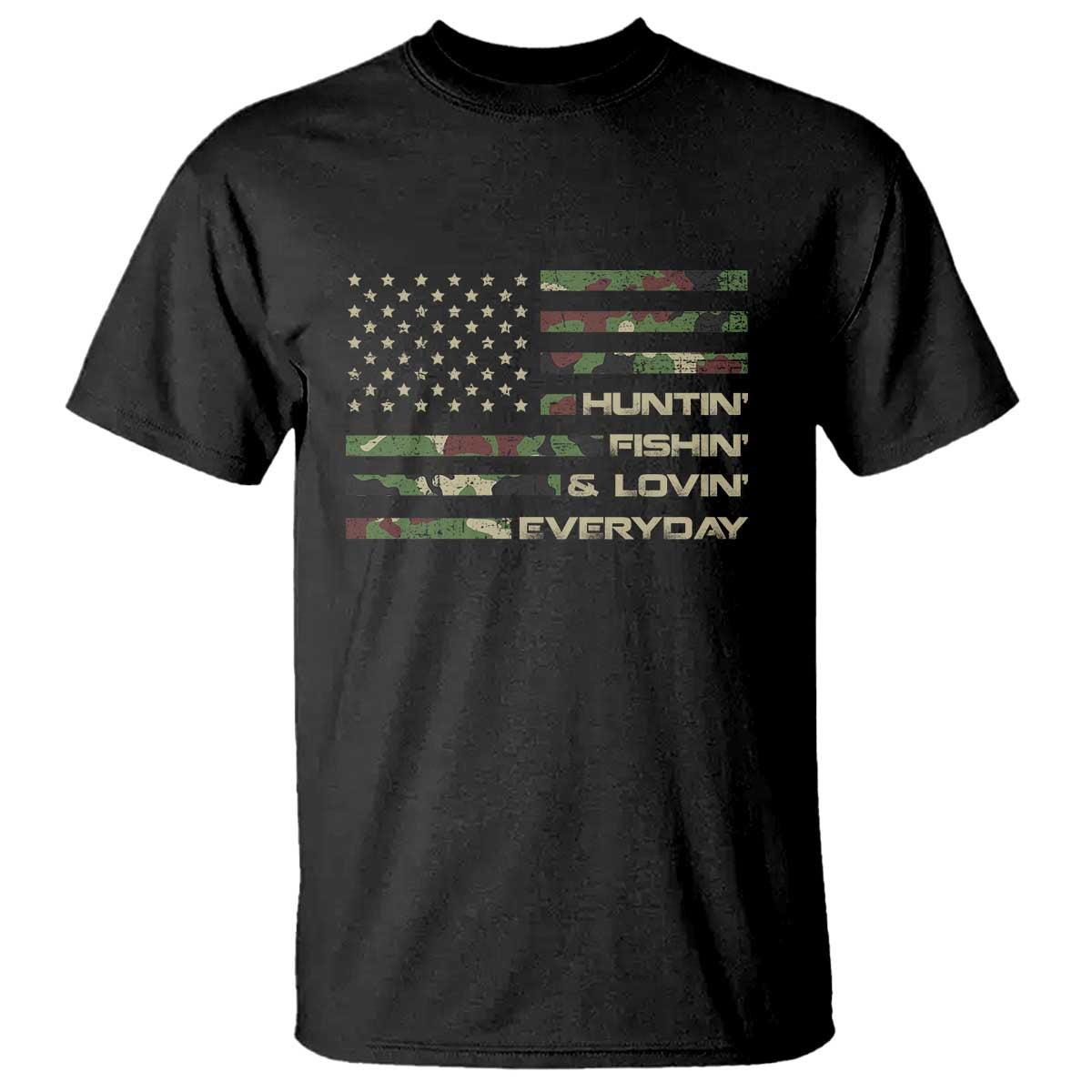 Hunting Fishing Loving T Shirt Hunter Fisher Camo American Flag