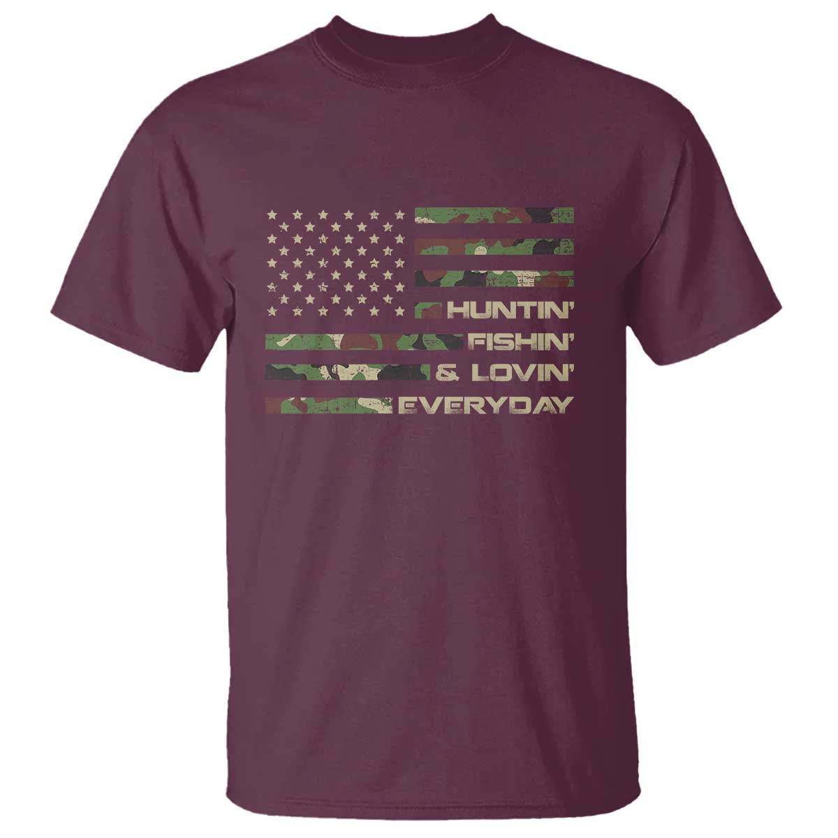 Hunting Fishing Loving T Shirt Hunter Fisher Camo American Flag