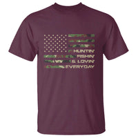 Hunting Fishing Loving T Shirt Hunter Fisher Camo American Flag