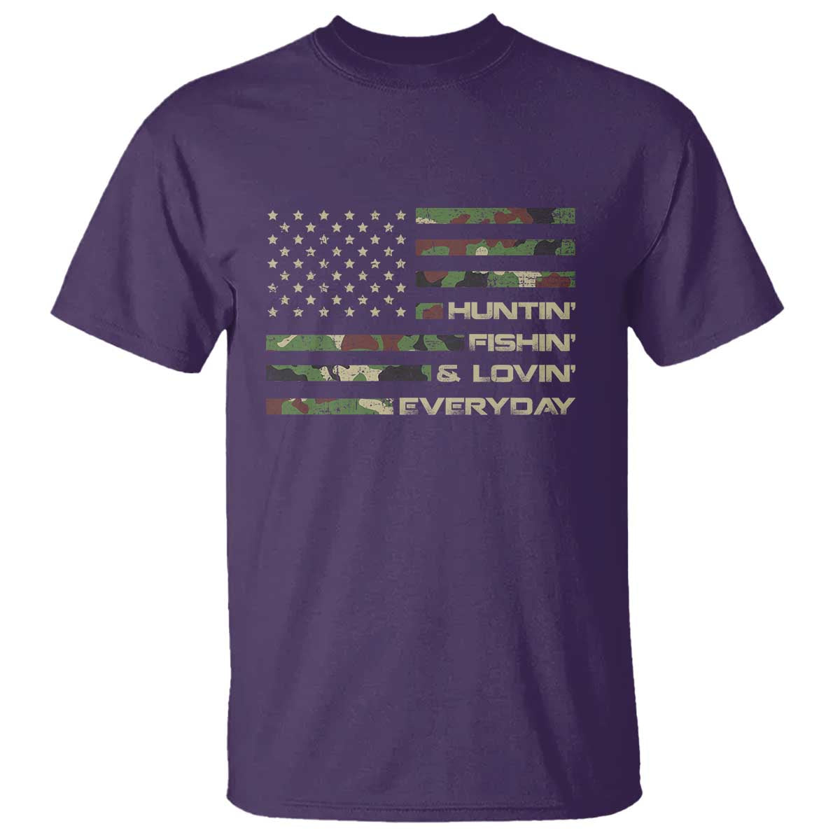 Hunting Fishing Loving T Shirt Hunter Fisher Camo American Flag