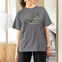Hunting Fishing Loving T Shirt For Women Hunter Fisher Camo American Flag
