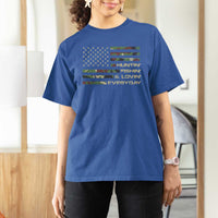 Hunting Fishing Loving T Shirt For Women Hunter Fisher Camo American Flag
