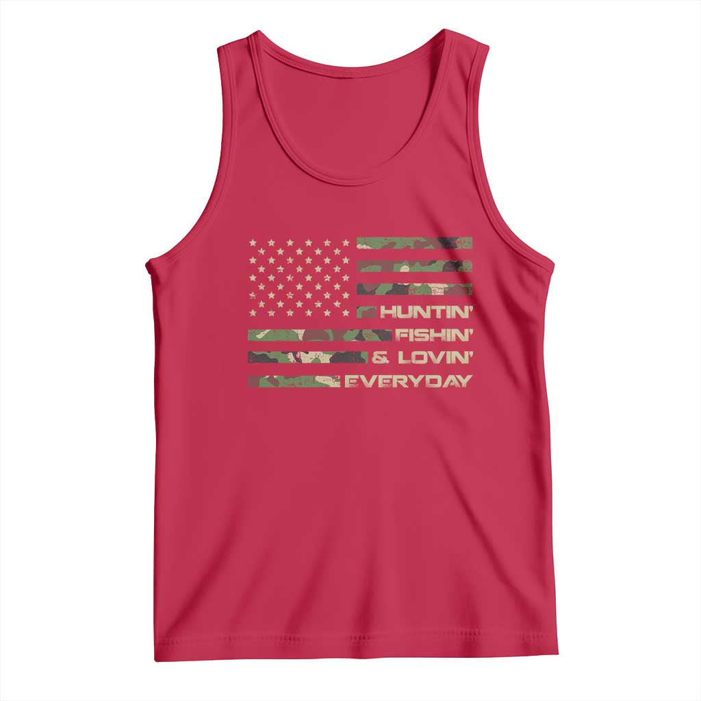 Hunting Fishing Loving Tank Top Hunter Fisher Camo American Flag