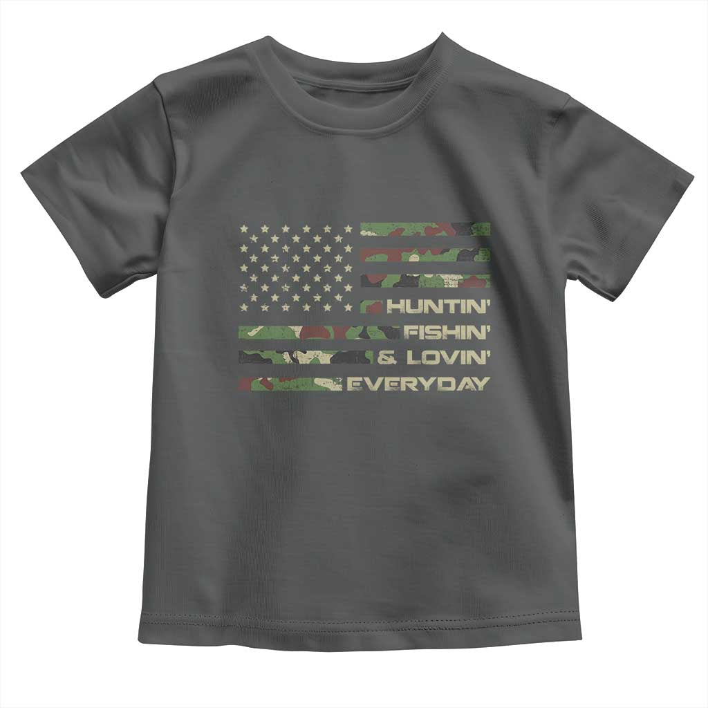 Hunting Fishing Loving Toddler T Shirt Hunter Fisher Camo American Flag