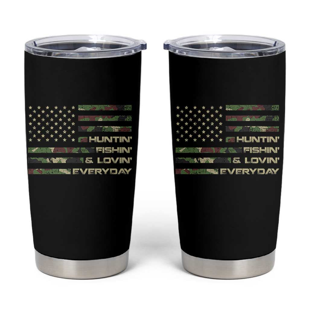 Hunting Fishing Loving Tumbler Cup Hunter Fisher Camo American Flag