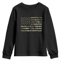 Hunting Fishing Loving Youth Sweatshirt Hunter Fisher Camo American Flag