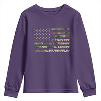 Hunting Fishing Loving Youth Sweatshirt Hunter Fisher Camo American Flag