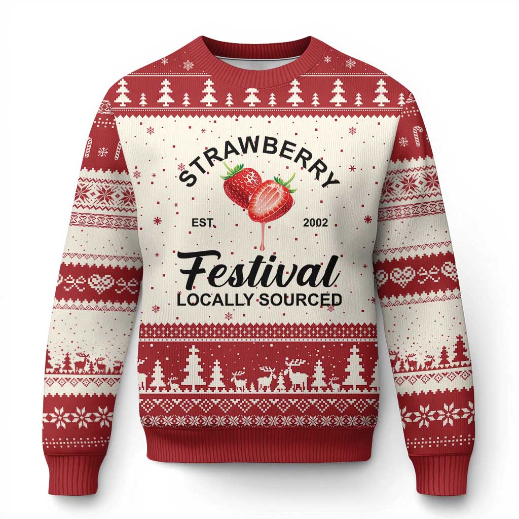 Strawberry Vintage Ugly Christmas Sweater Summer Fruit Strawberry Festival Cottagecore