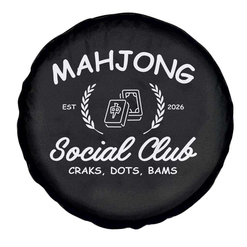 Funny Mahjong Social Club Spare Tire Cover Craks Dots Bams Mahjong Player Game Lovers