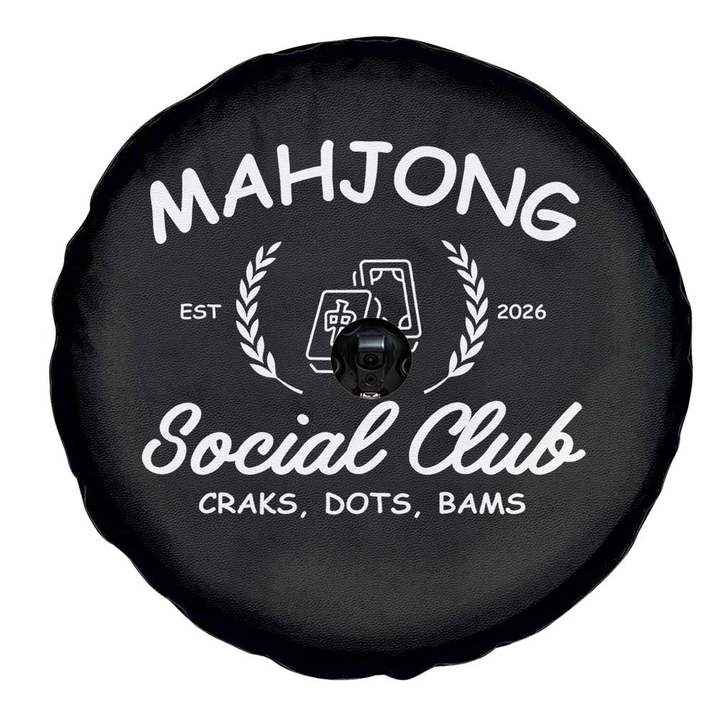 Funny Mahjong Social Club Spare Tire Cover Craks Dots Bams Mahjong Player Game Lovers