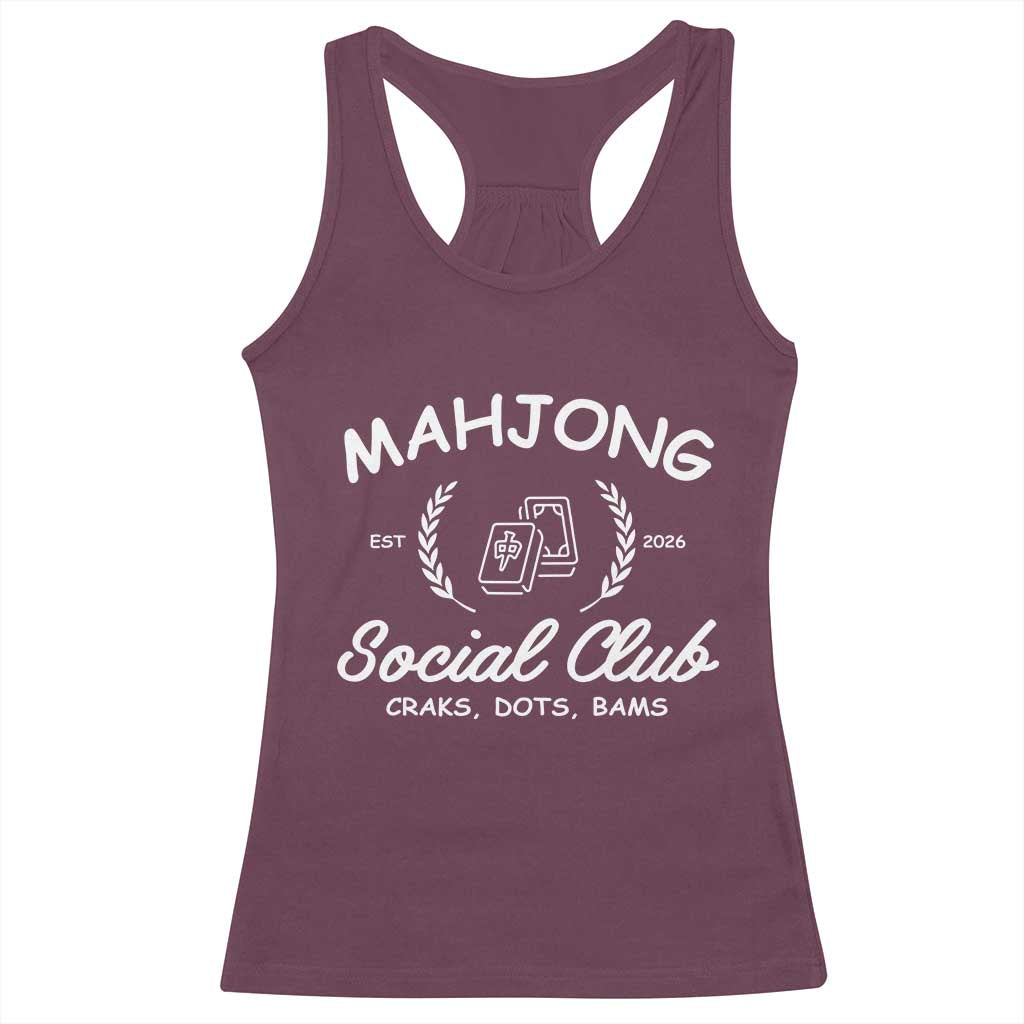 Funny Mahjong Social Club Racerback Tank Top Craks Dots Bams Mahjong Player Game Lovers