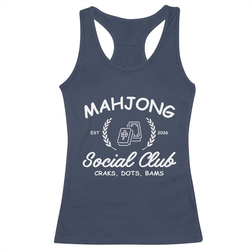 Funny Mahjong Social Club Racerback Tank Top Craks Dots Bams Mahjong Player Game Lovers