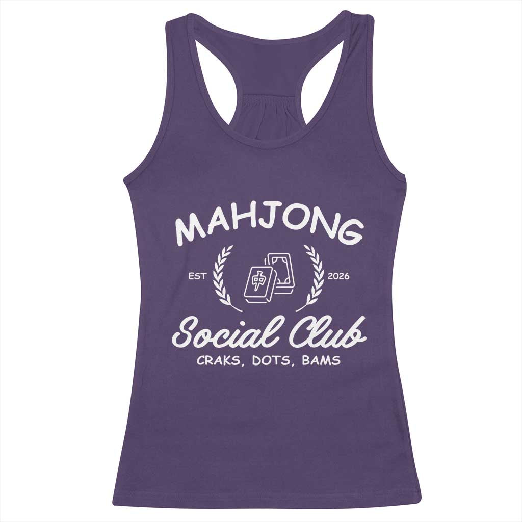 Funny Mahjong Social Club Racerback Tank Top Craks Dots Bams Mahjong Player Game Lovers