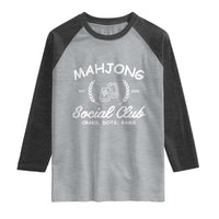 Funny Mahjong Social Club Raglan Shirt Craks Dots Bams Mahjong Player Game Lovers