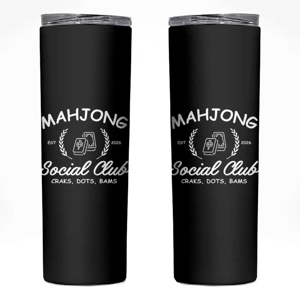 Funny Mahjong Social Club Skinny Tumbler Craks Dots Bams Mahjong Player Game Lovers