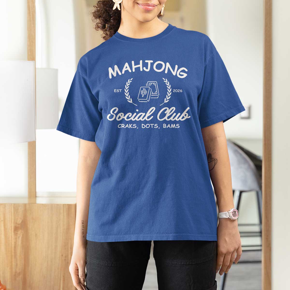 Funny Mahjong Social Club T Shirt For Women Craks Dots Bams Mahjong Player Game Lovers