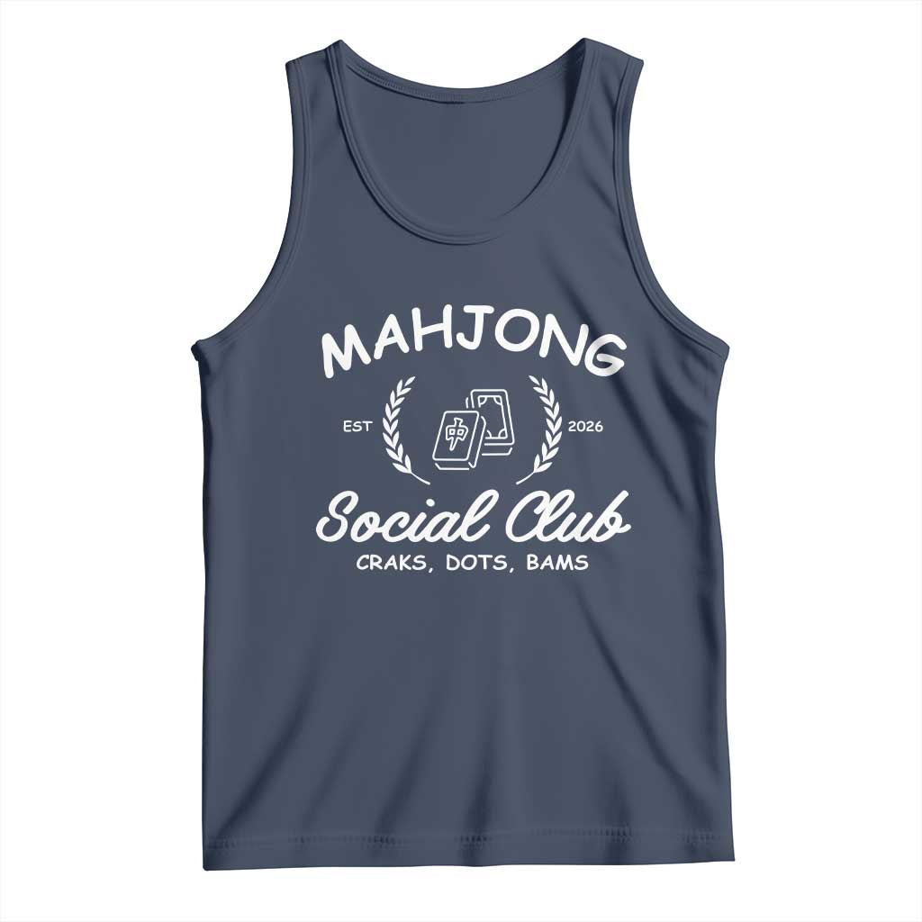 Funny Mahjong Social Club Tank Top Craks Dots Bams Mahjong Player Game Lovers