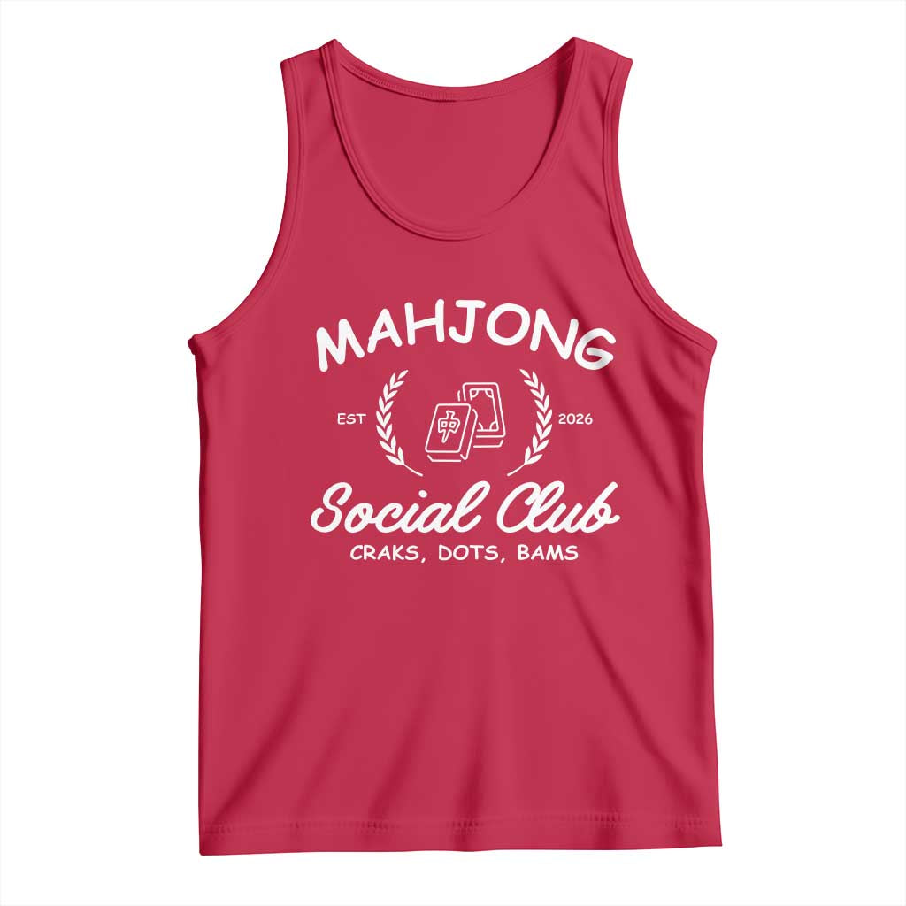 Funny Mahjong Social Club Tank Top Craks Dots Bams Mahjong Player Game Lovers