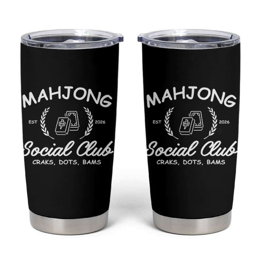 Funny Mahjong Social Club Tumbler Cup Craks Dots Bams Mahjong Player Game Lovers