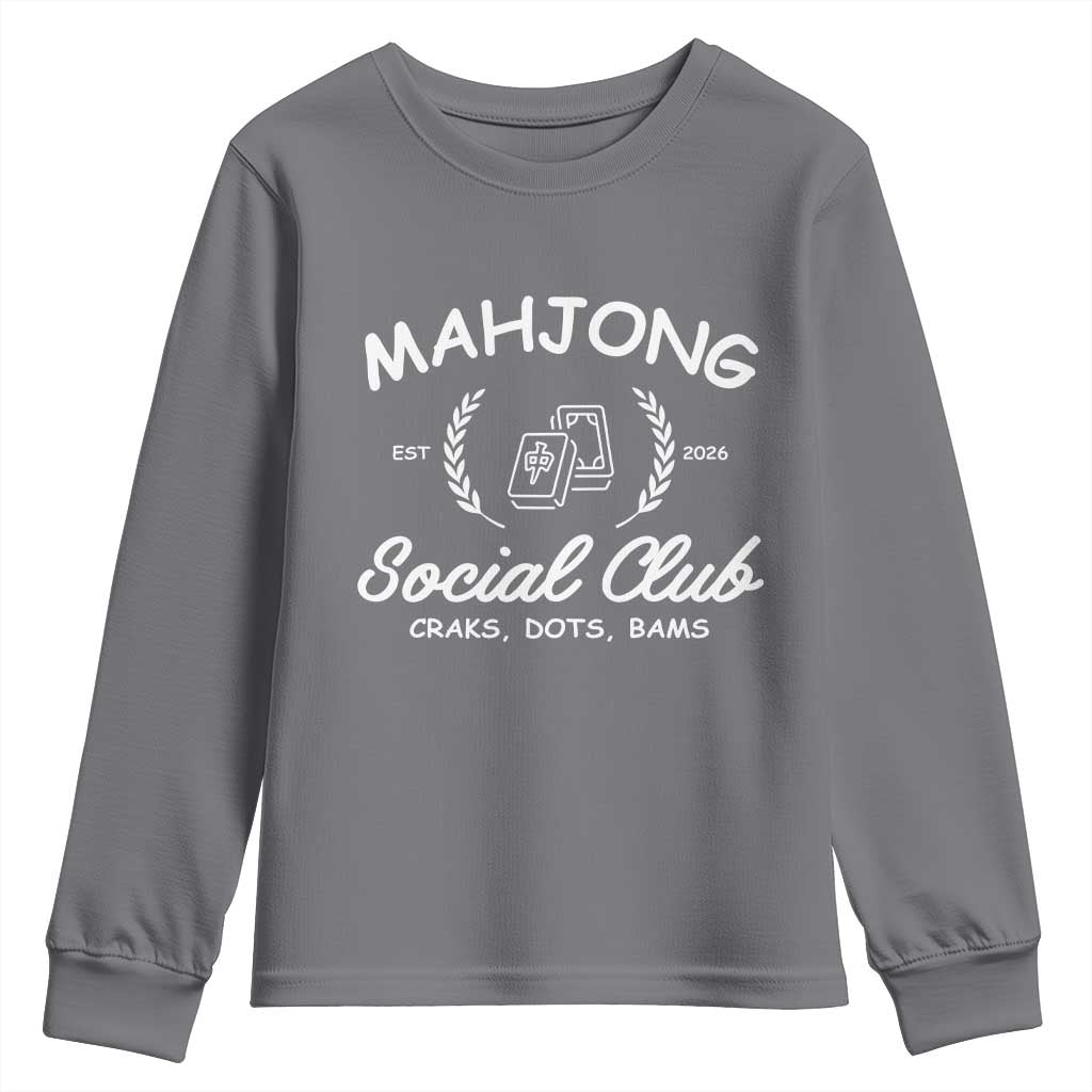 Funny Mahjong Social Club Youth Sweatshirt Craks Dots Bams Mahjong Player Game Lovers