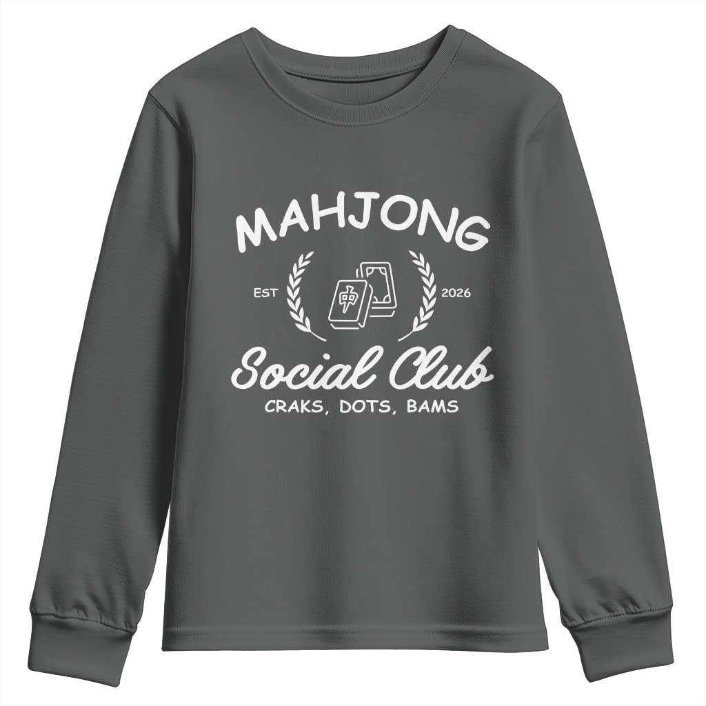 Funny Mahjong Social Club Youth Sweatshirt Craks Dots Bams Mahjong Player Game Lovers