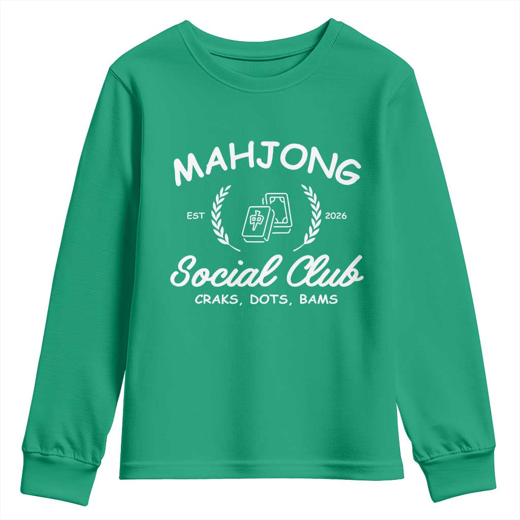 Funny Mahjong Social Club Youth Sweatshirt Craks Dots Bams Mahjong Player Game Lovers