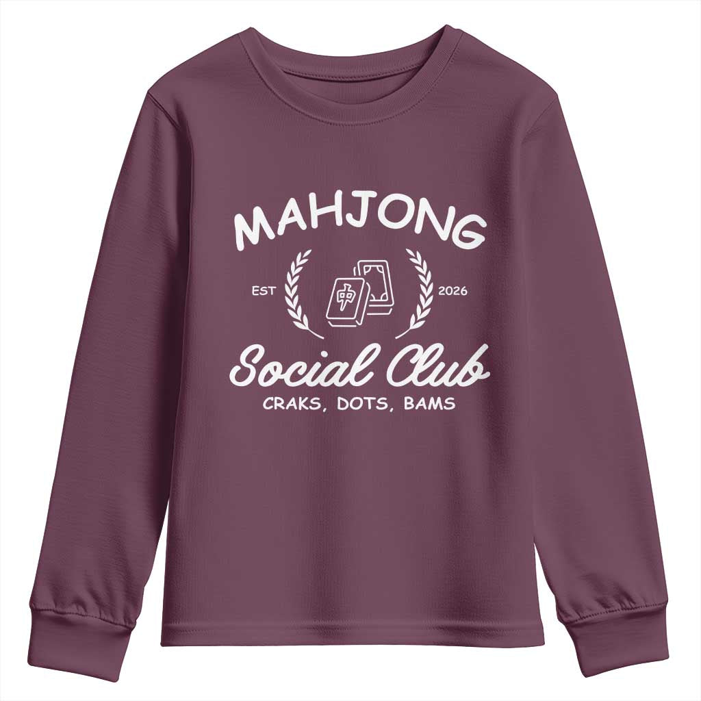Funny Mahjong Social Club Youth Sweatshirt Craks Dots Bams Mahjong Player Game Lovers