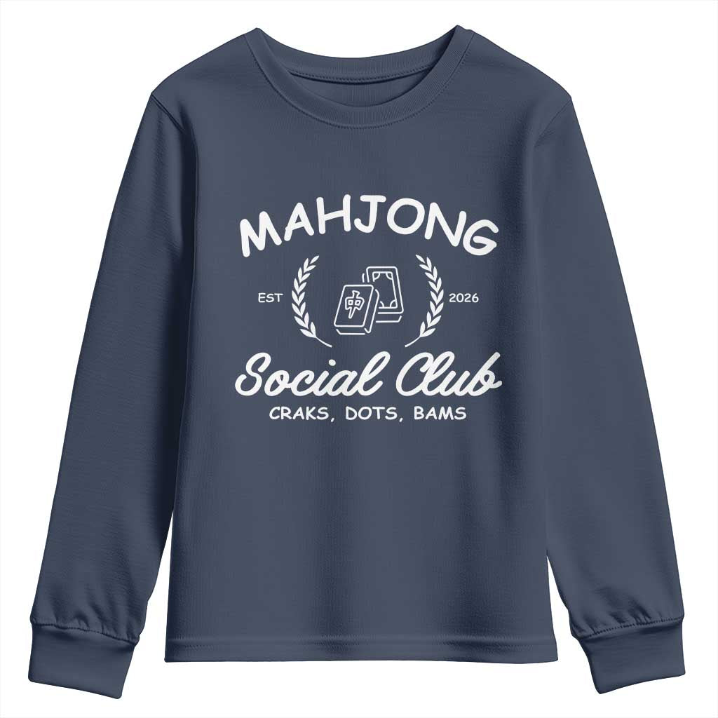 Funny Mahjong Social Club Youth Sweatshirt Craks Dots Bams Mahjong Player Game Lovers