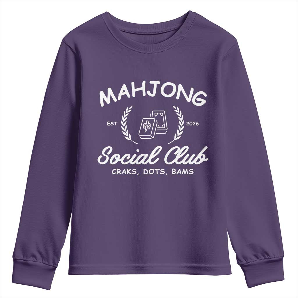 Funny Mahjong Social Club Youth Sweatshirt Craks Dots Bams Mahjong Player Game Lovers