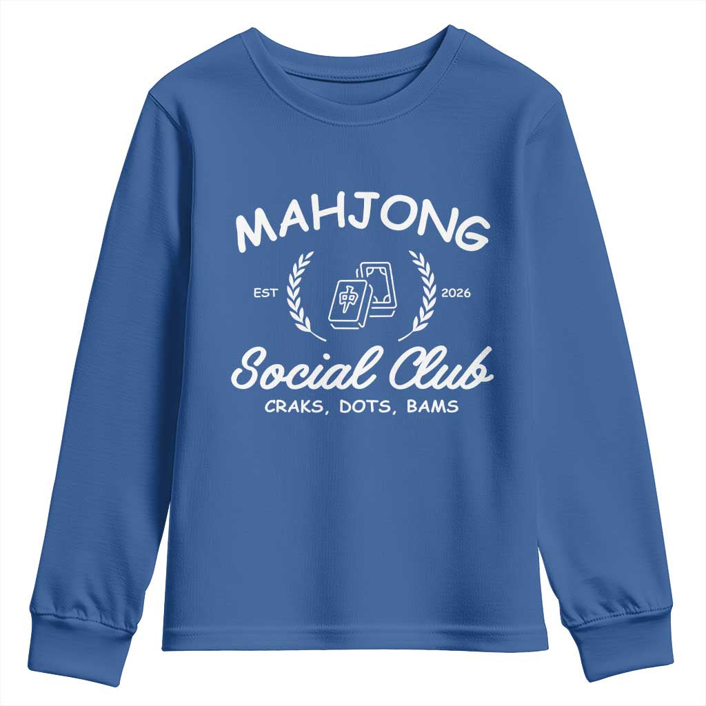 Funny Mahjong Social Club Youth Sweatshirt Craks Dots Bams Mahjong Player Game Lovers