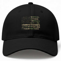 Promoted To Grandpa Est. 2026 Baseball Cap Retro Camo American Flag
