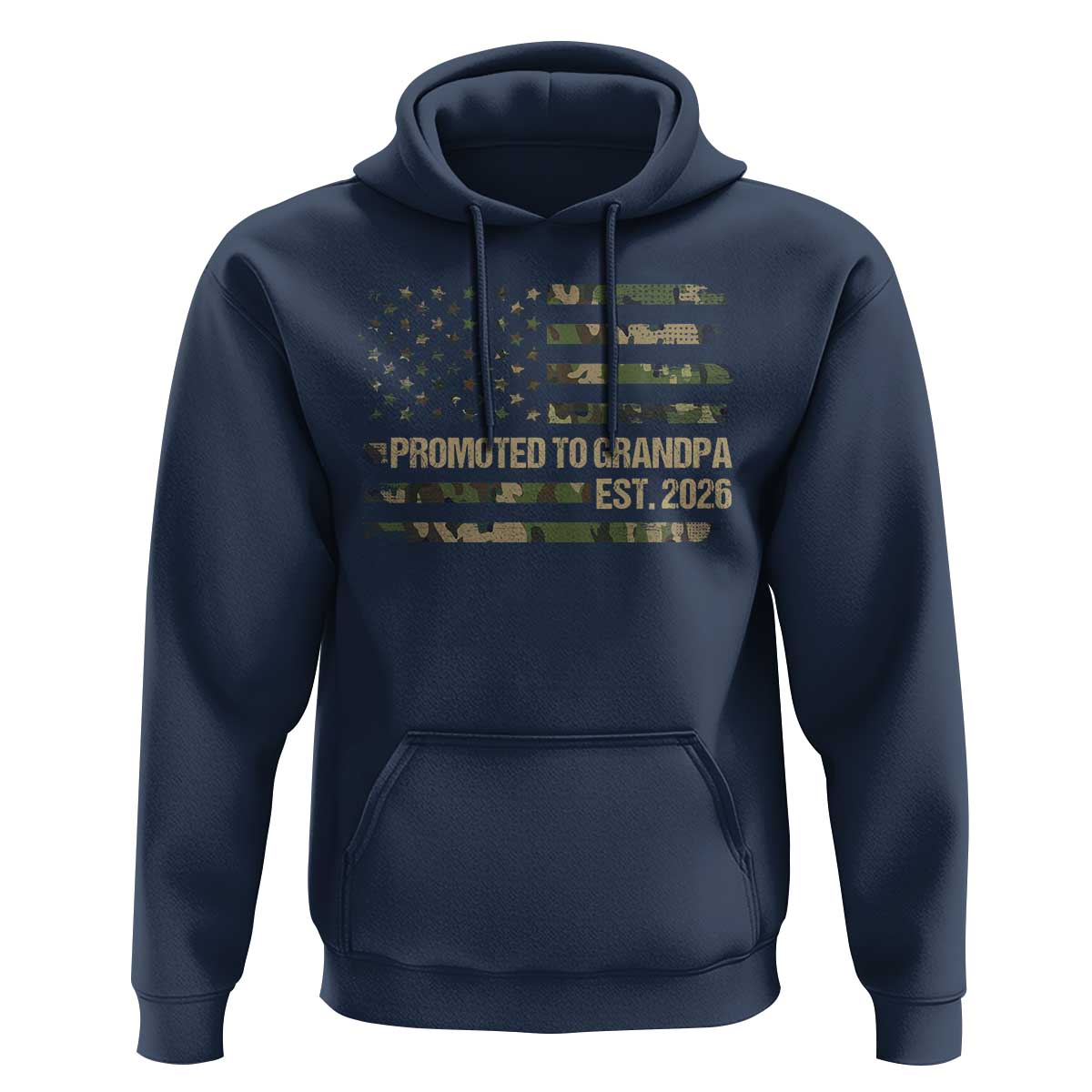 Promoted To Grandpa Est. 2026 Hoodie Retro Camo American Flag - Wonder Print Shop