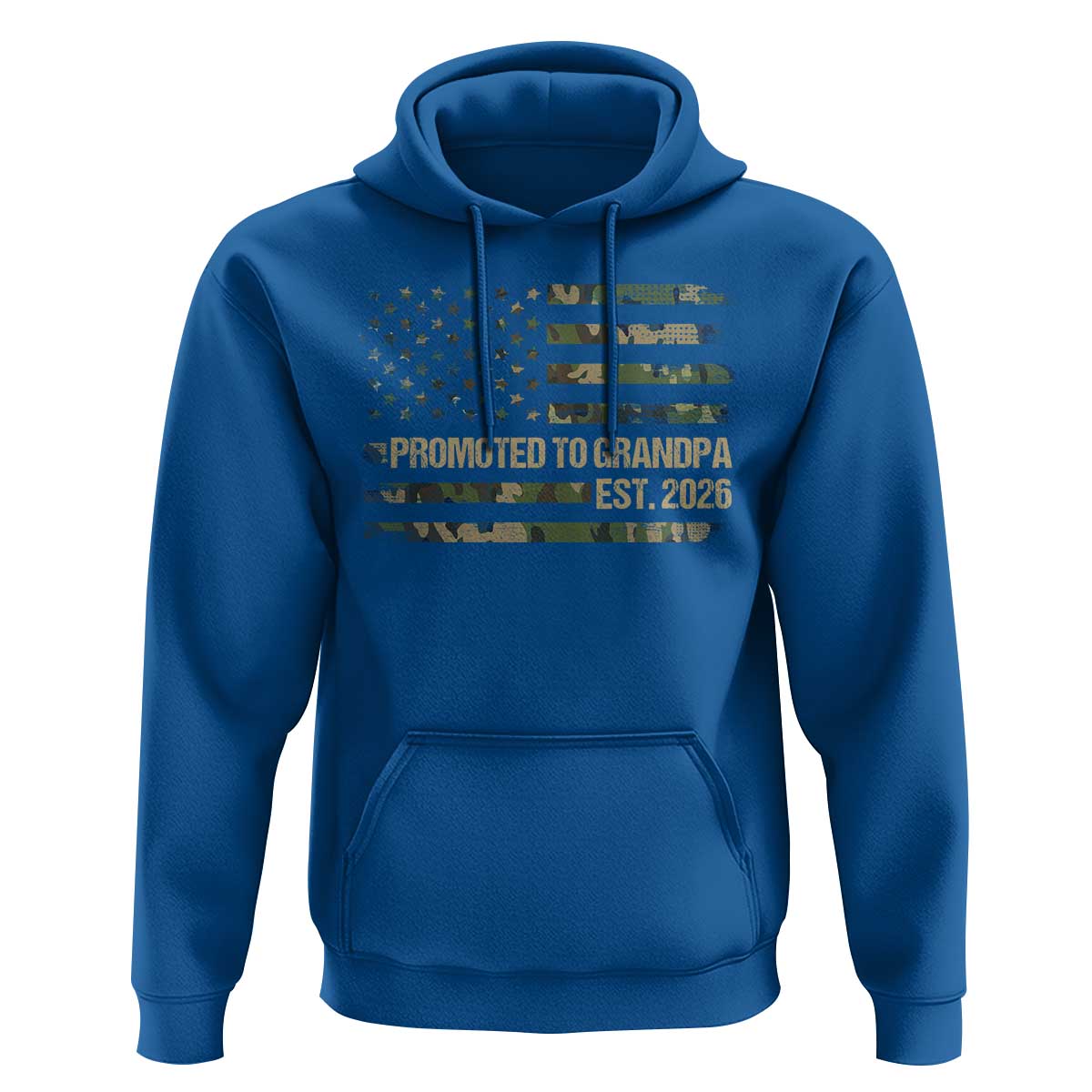 Promoted To Grandpa Est. 2026 Hoodie Retro Camo American Flag - Wonder Print Shop