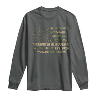 Promoted To Grandpa Est. 2026 Long Sleeve Shirt Retro Camo American Flag - Wonder Print Shop