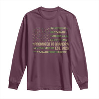 Promoted To Grandpa Est. 2026 Long Sleeve Shirt Retro Camo American Flag - Wonder Print Shop