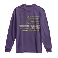 Promoted To Grandpa Est. 2026 Long Sleeve Shirt Retro Camo American Flag - Wonder Print Shop